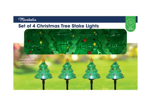 Set Of 4 Christmas Tree Stake Lights